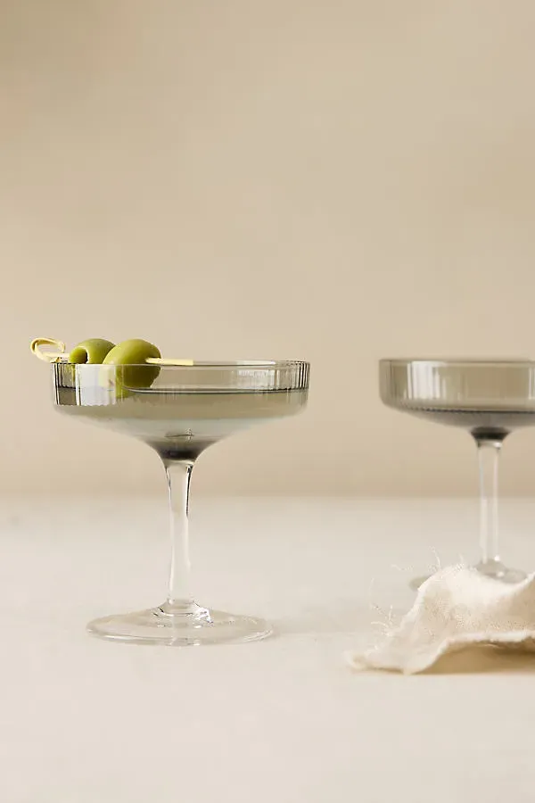 Ripple Champagne Saucers Set of 2 - Tinted, Glass by Anthropologie