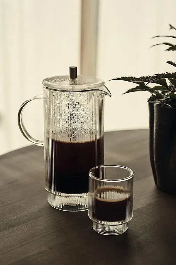 Ripple Thermal French Press - Clear, Double-Walled Glass by Anthropologie