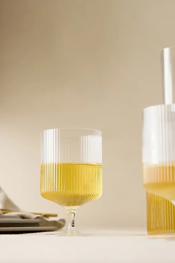 Ripple Wine Glasses Set of 2 - Clear Glass by Anthropologie, image 2