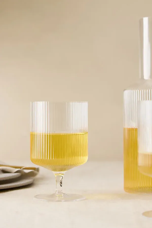 Ripple Wine Glasses Set of 2 - Clear Glass by Anthropologie