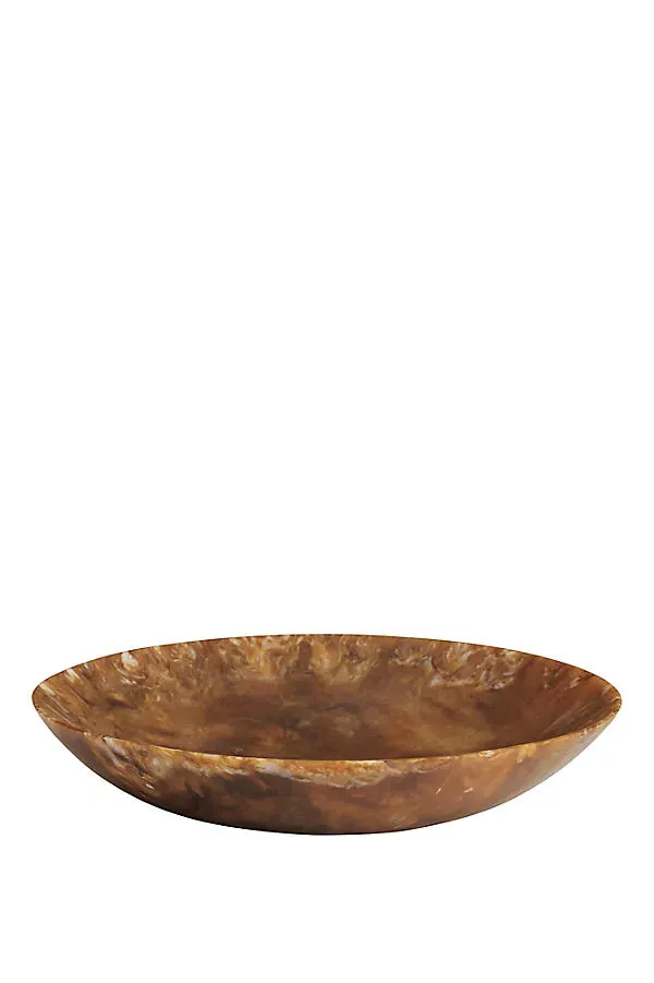 Sol Resin Salad Bowl - Brown, Marble Effect by Anthropologie