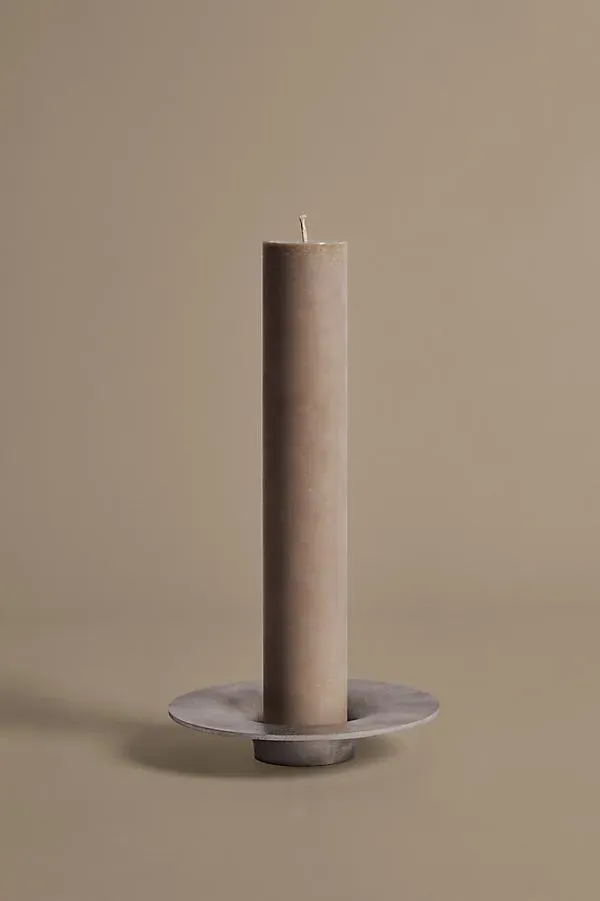 Soothe Block Candle Holder - Silver, Cast Aluminum by Anthropologie, alternate view