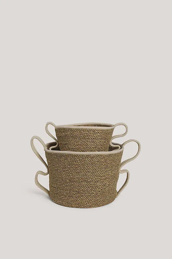 Verso Baskets Set of 2 - Black, Seagrass & Cotton product