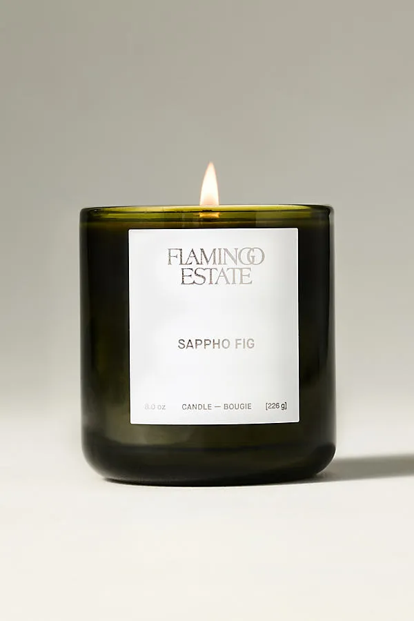 Flamingo Estate Sappho Fig Boxed Glass Candle - Green, Cotton by Anthropologie