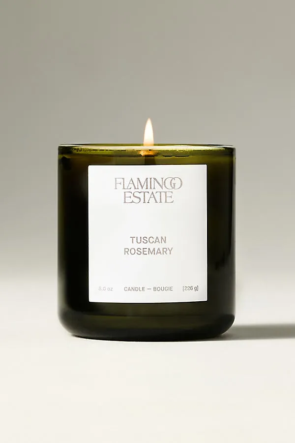 Flamingo Estate Tuscan Rosemary Boxed Glass Candle - Green, Cotton by Anthropologie