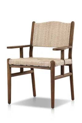 Herrin Woven Teak Outdoor Dining Armchair - Beige by Anthropologie, alternate view