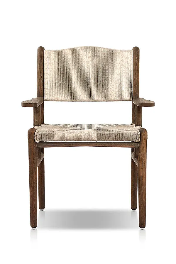 Herrin Woven Teak Outdoor Dining Armchair - Beige by Anthropologie