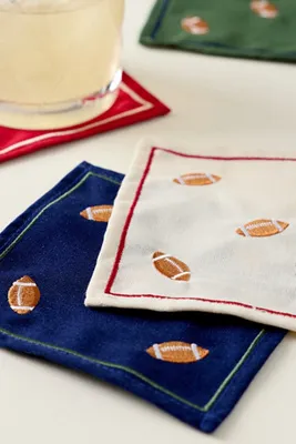 Football Linen Blend Cocktail Napkins Set of 4 product