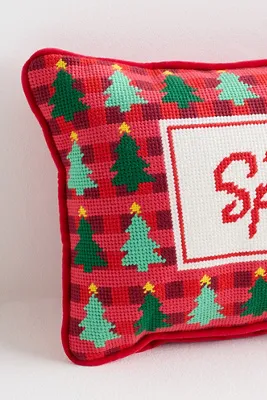 Furbish Studio Holiday Needlepoint Throw Pillow - Red, Wool-Cotton by Anthropologie, image 2