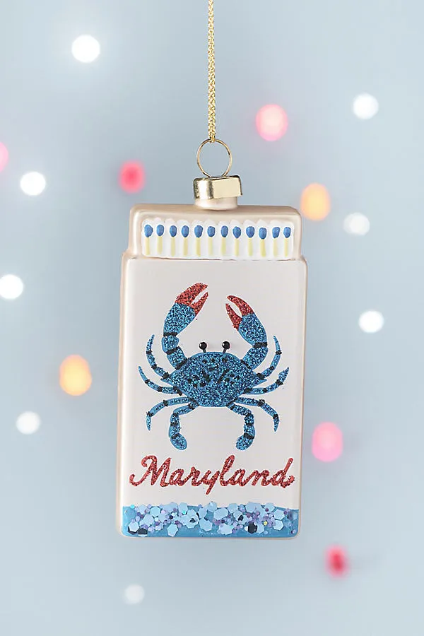 Furbish Studio State Edition Matchbook Ornament - Blue, Glass by Anthropologie