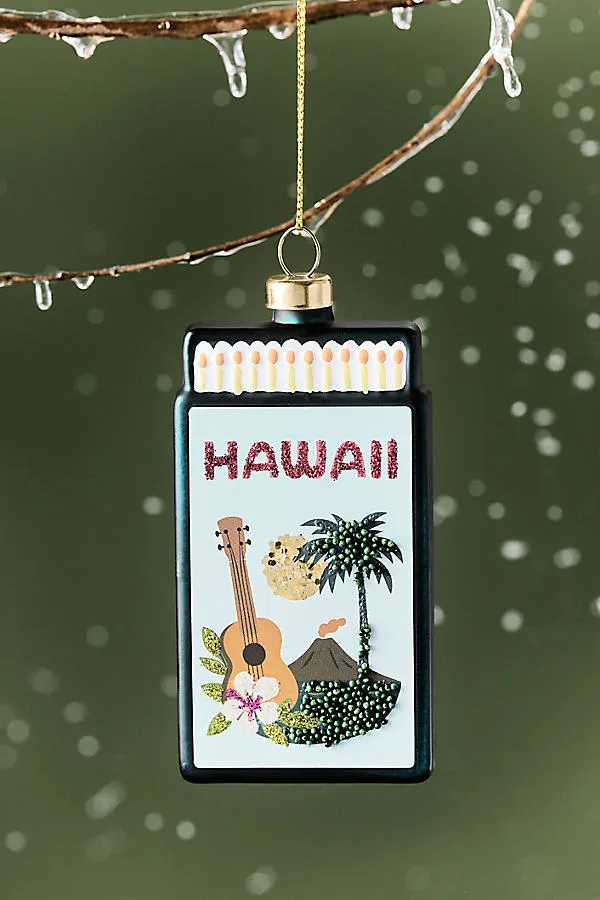 Matchbook State Edition Glass Ornament - Blue by Anthropologie