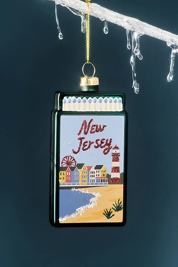 Matchbook State Edition Glass Ornament - Green by Anthropologie