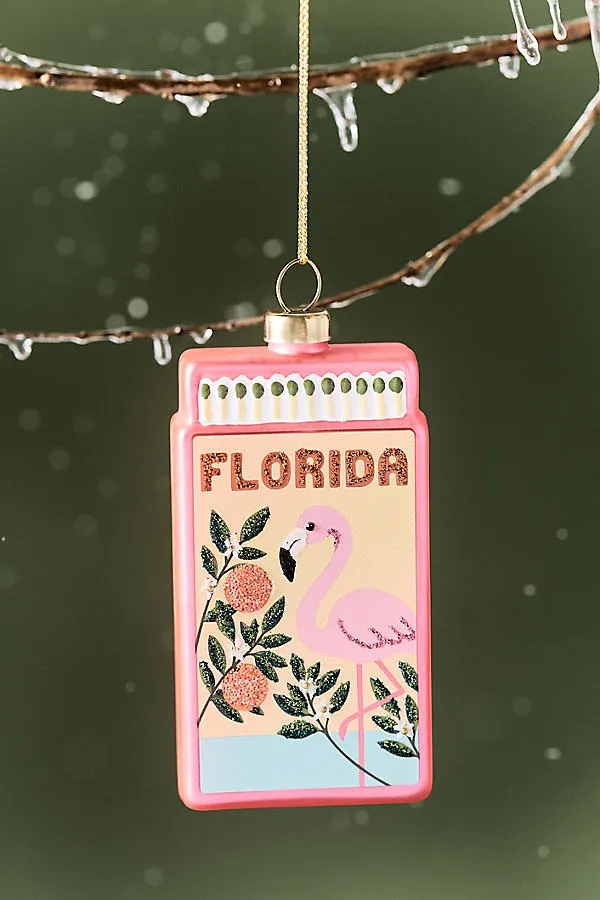 Matchbook State Edition Glass Ornament - Orange by Anthropologie
