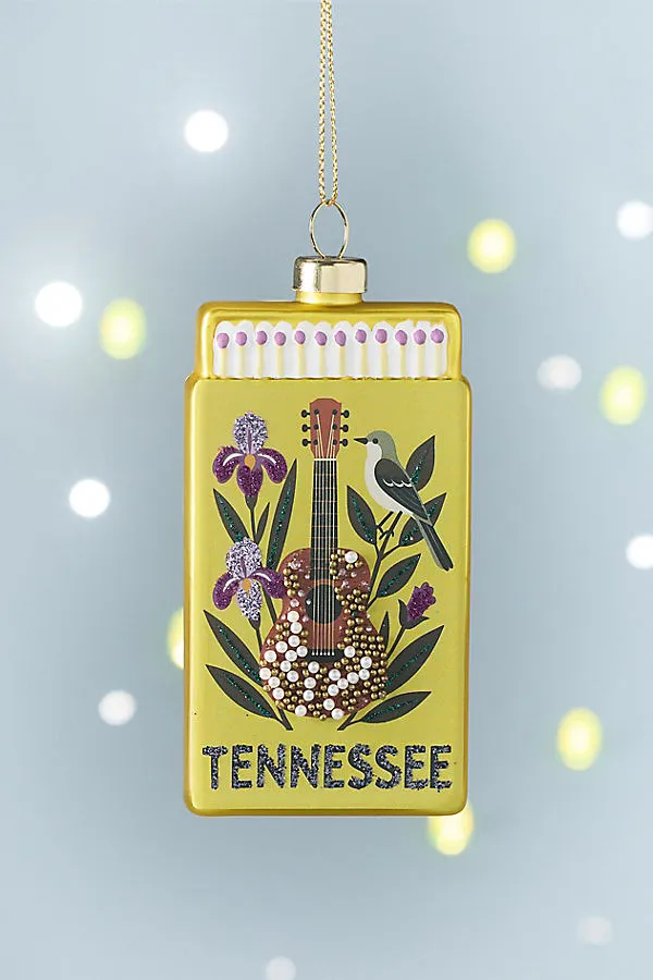 Matchbook State Edition Glass Ornament - Yellow by Anthropologie