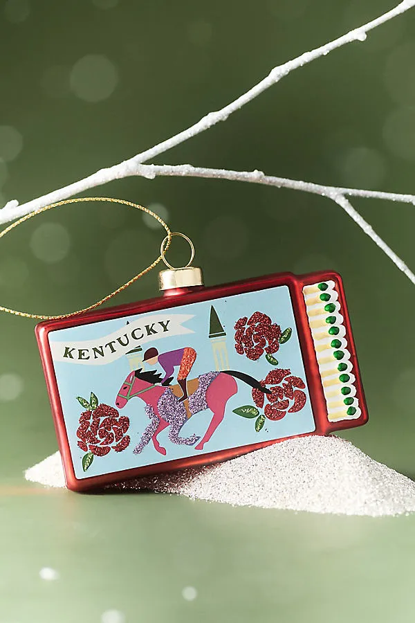 Matchbook State Edition Ornament - Red, Glass by Anthropologie