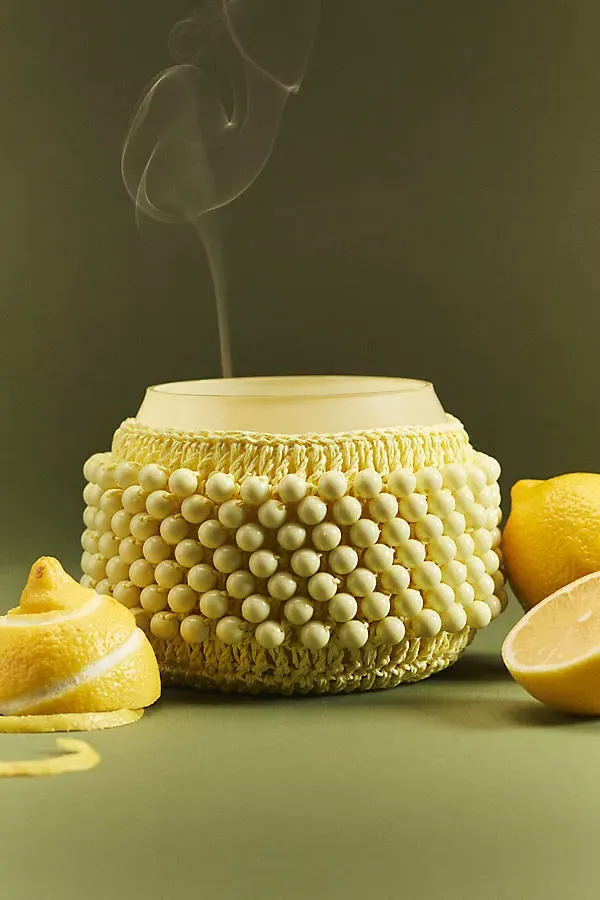 Beaded Gather Sun-Kissed Lemon Scented Candle - Yellow by Anthropologie