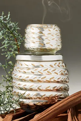 Frosted Garland Woody Scented Candle - Silver by Anthropologie, alternate view