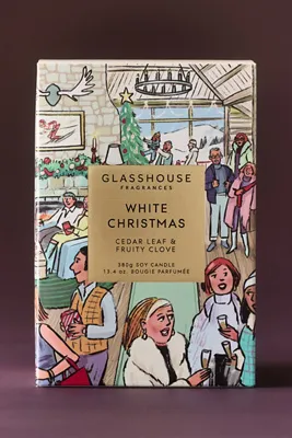 Glasshouse Woody White Christmas Boxed Glass Candle by Anthropologie, alternate view