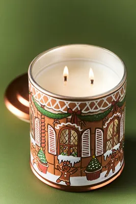 Gourmand Gingerbread House Boxed Glass Candle - Brown, Cotton by Anthropologie, alternate view