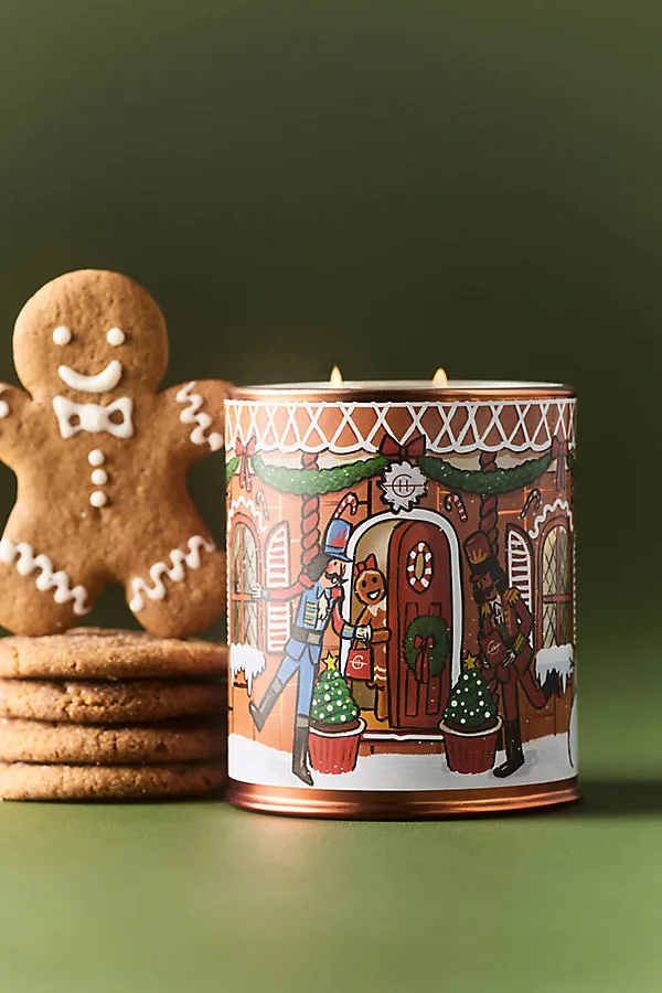 Gourmand Gingerbread House Boxed Glass Candle - Brown, Cotton by Anthropologie