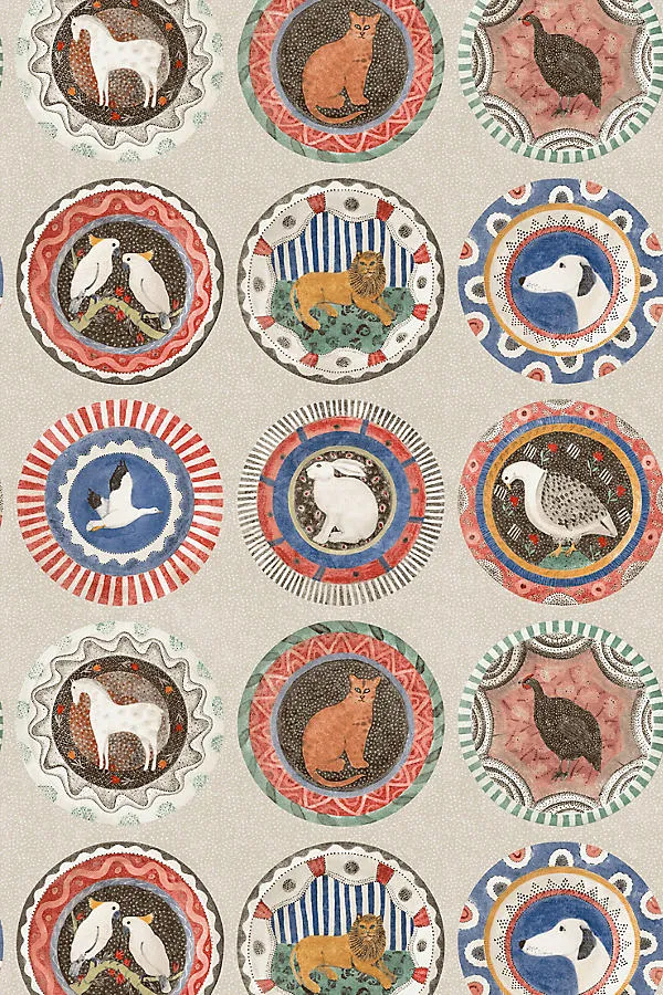 GP & J Baker Dinner Party Animal Wallpaper - Grey product