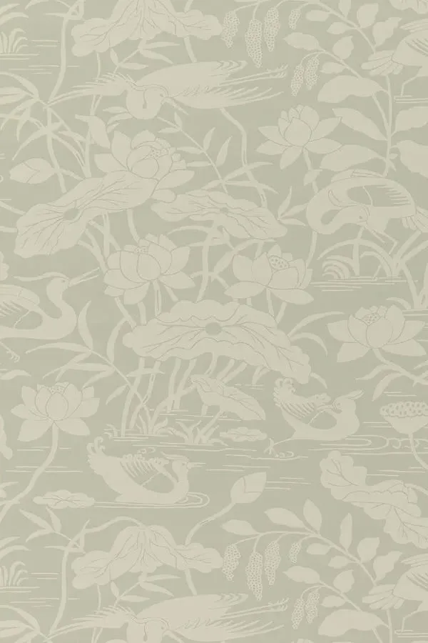 GP & J Baker Heron and Lotus Flower Wallpaper - Ivory product
