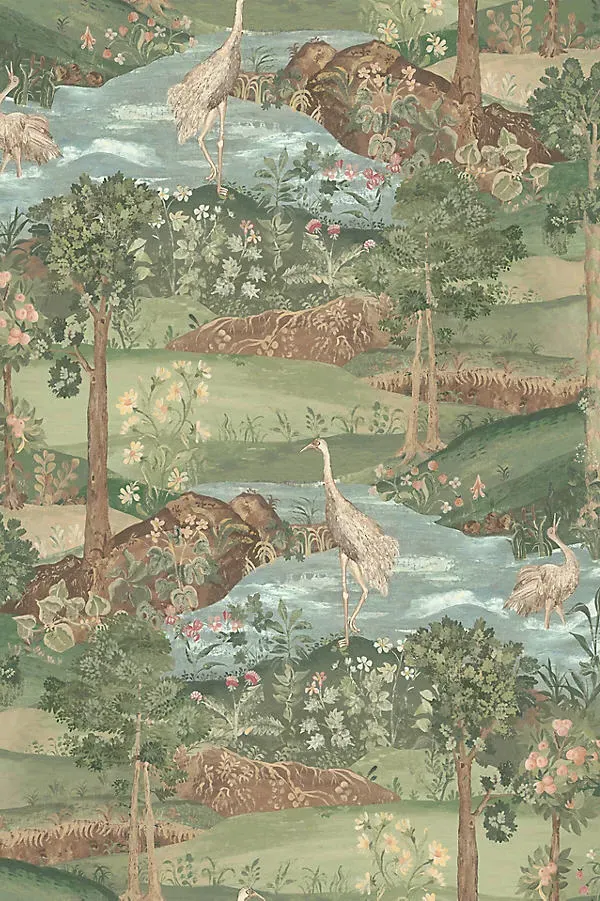 GP & J Baker Palace Tapestry Wallpaper - Green product