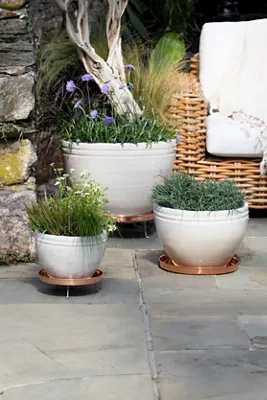 Solid Copper Round Plant Tray - Copper product