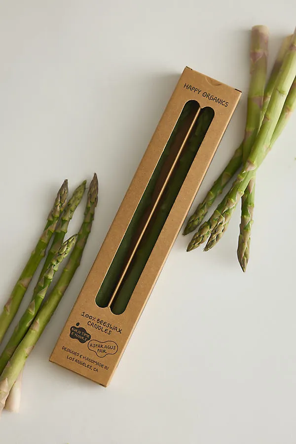 Asparagus Taper Candle Set of 2 - Green, Beeswax alternate view