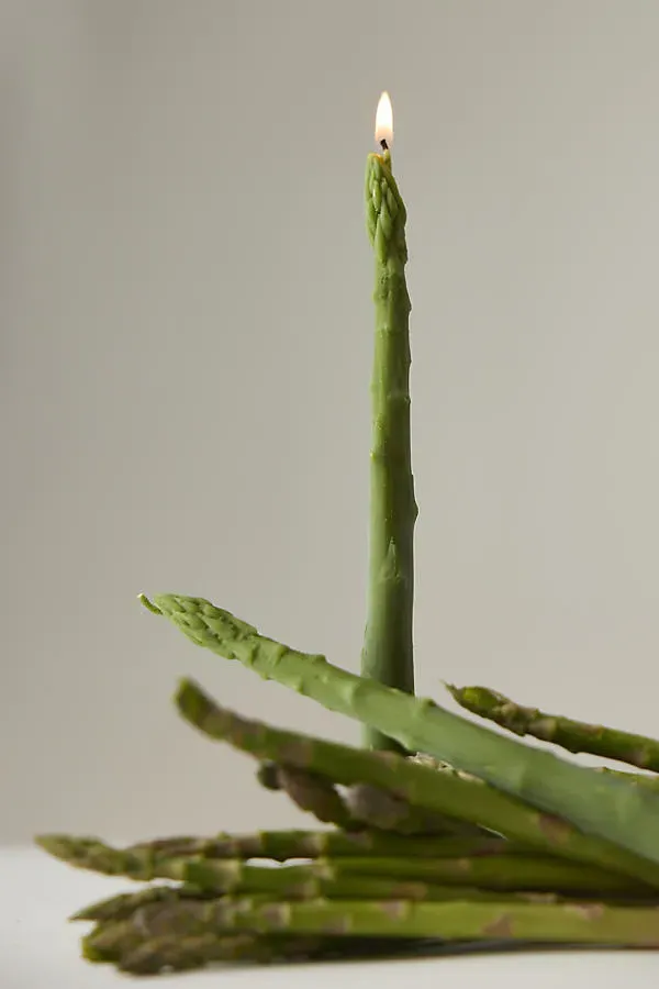 Asparagus Taper Candle Set of 2 - Green, Beeswax product