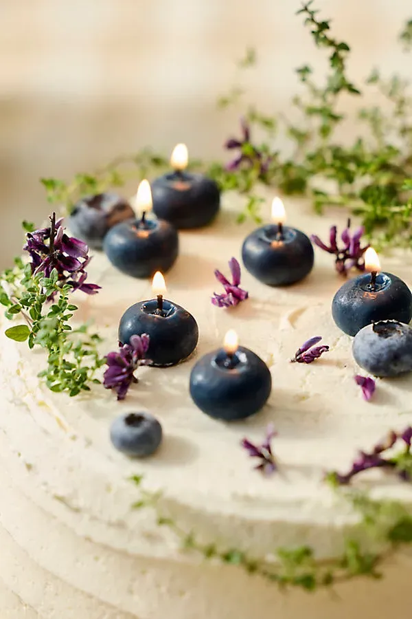 Blueberry Beeswax Birthday Candles Set of 10 by Anthropologie