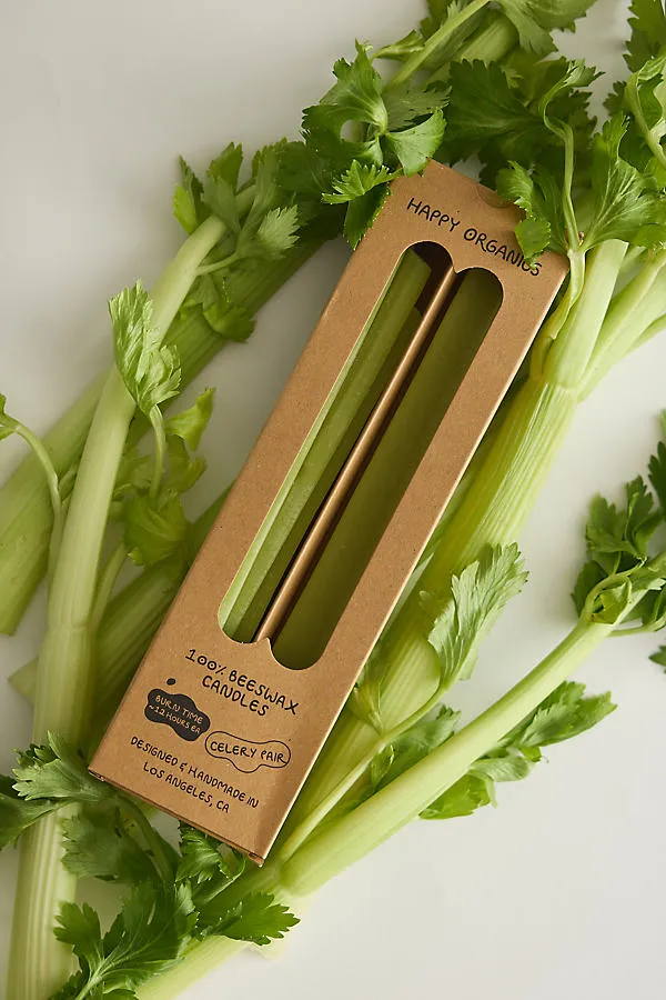 Celery Taper Candle Set of 2 - Green, Beeswax alternate view