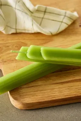 Happy Organics Celery Shaped Taper Candles Set of 2 - Green, Beeswax by Anthropologie, alternate view