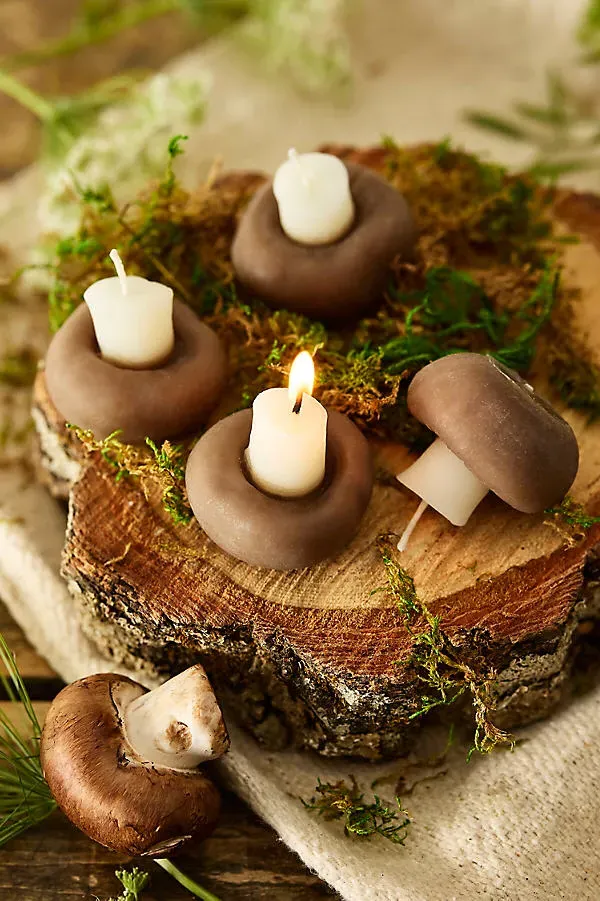 Mushroom Beeswax Candles Set of 4 - Natural by Anthropologie