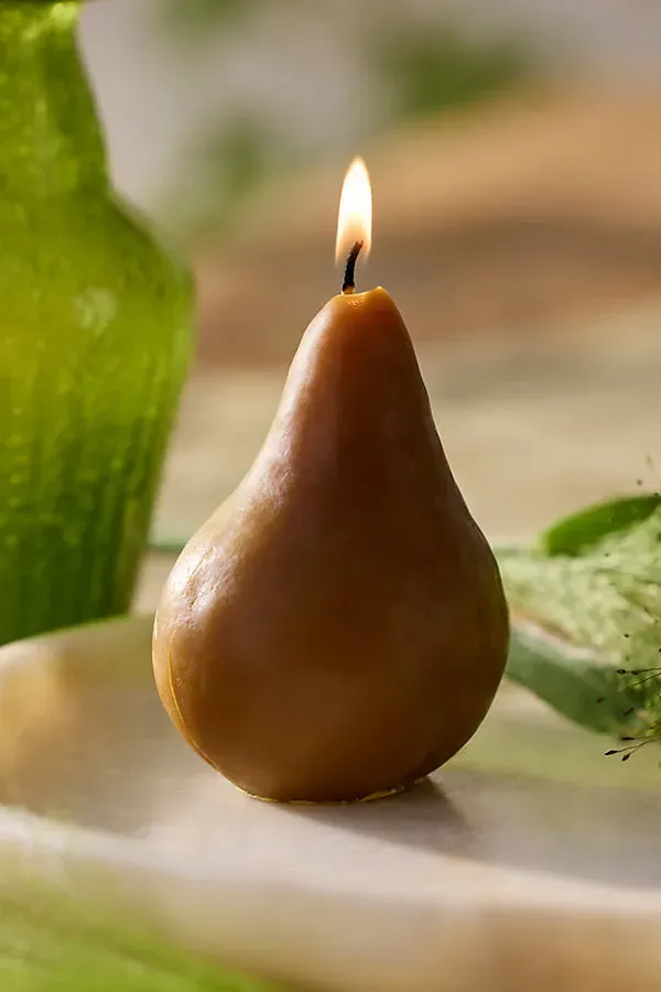 Pear Shaped Candle - Brown, Beeswax by Anthropologie