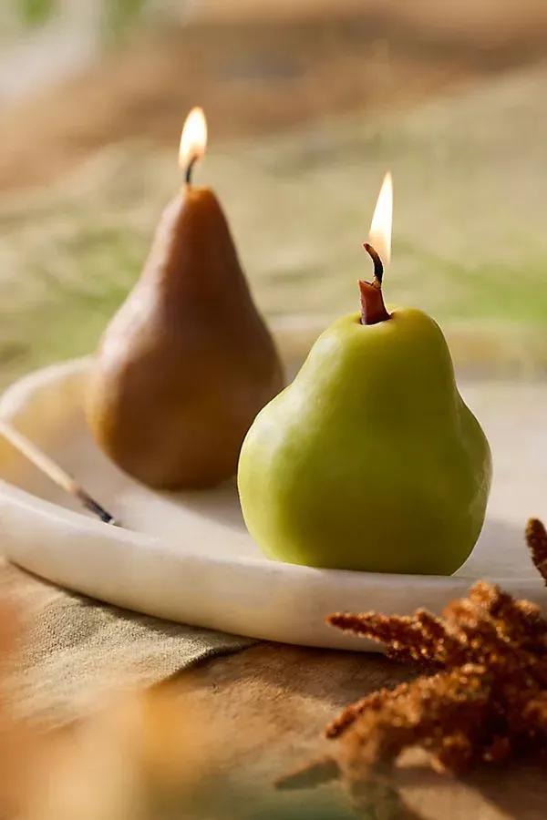 Pear Shaped Candle - Green, Beeswax by Anthropologie, alternate view