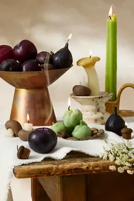 Plum Shaped Beeswax Candle - Natural, Cotton Wick by Anthropologie, alternate view
