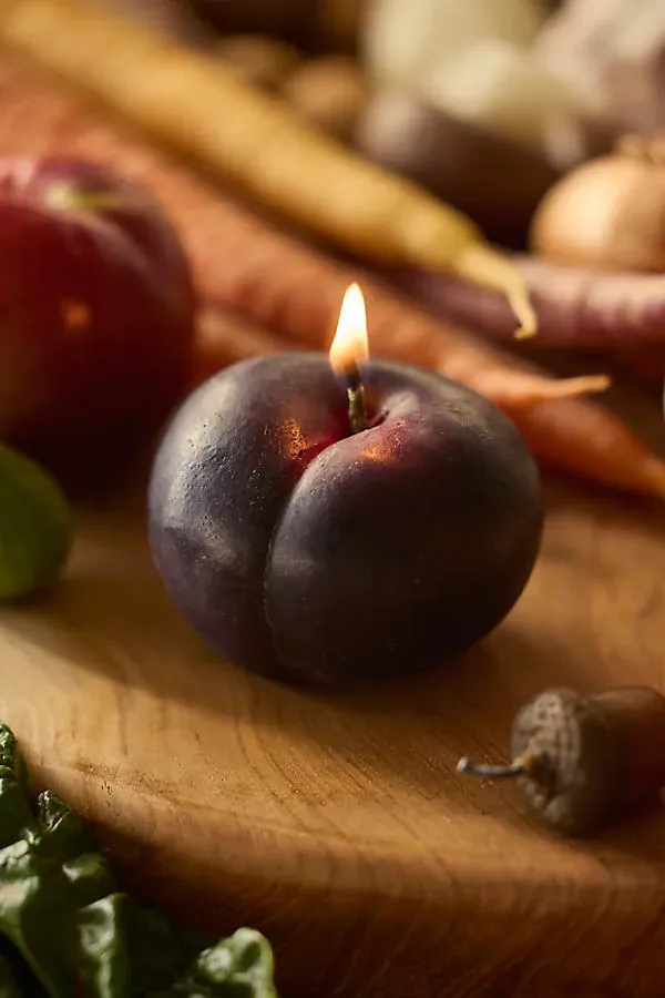 Plum Shaped Beeswax Candle - Natural, Cotton Wick by Anthropologie