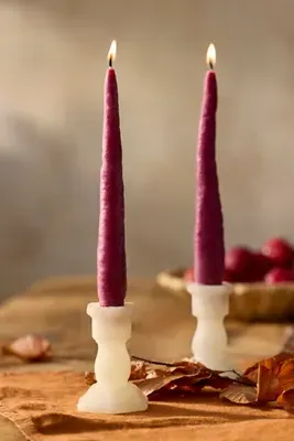 Purple Carrot Taper Candles Set of 2 - Beeswax by Anthropologie, alternate view