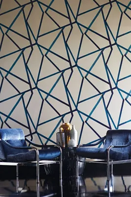 Sumi Angular Lines Wallpaper - Blue by Anthropologie, image 2