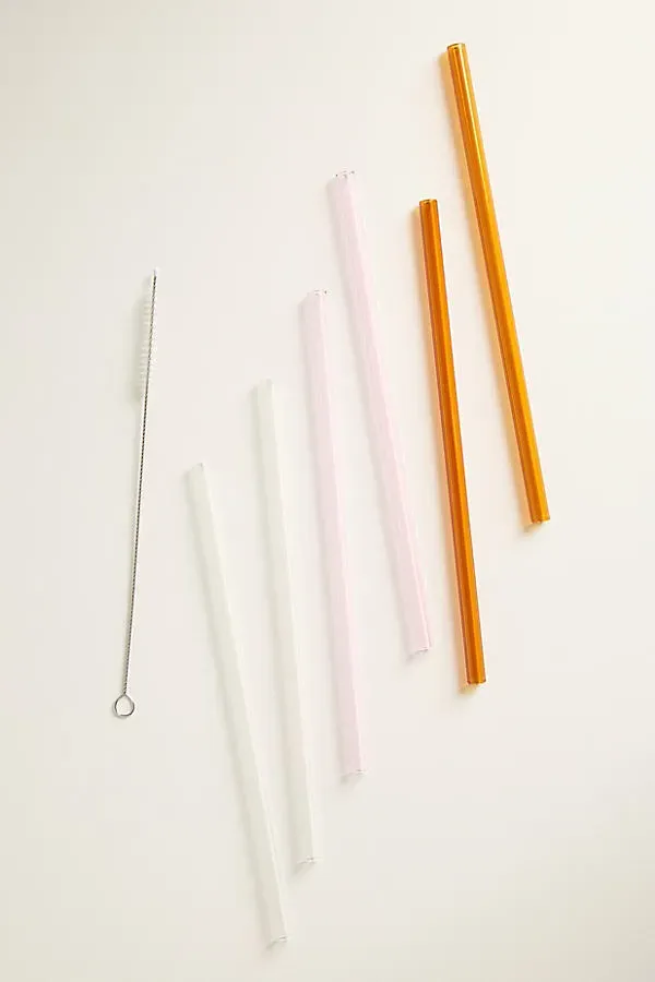 Essential Glass Straws Set of 6 - Pink, Borosilicate Glass product