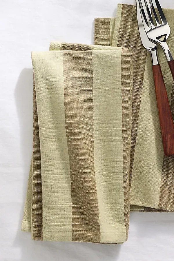 Striped Dinner Napkins Set of 4 - Green, Cotton product