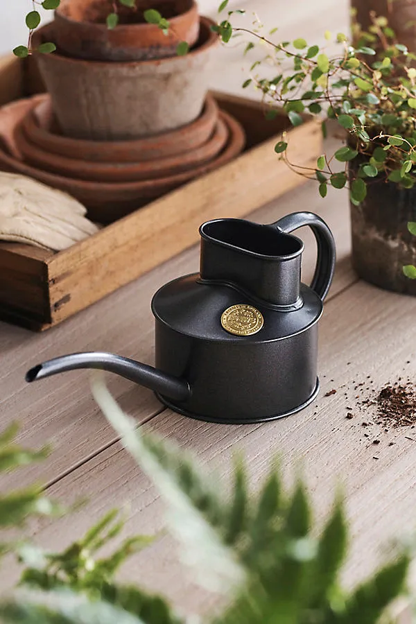 Fazeley Flow Watering Can - Black, Galvanized Steel by Anthropologie