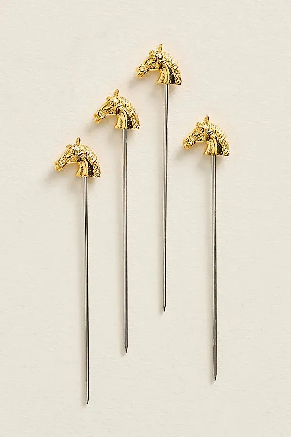 Curly Cocktail Picks Set of 4 - Gold, Stainless Steel by Anthropologie, alternate view