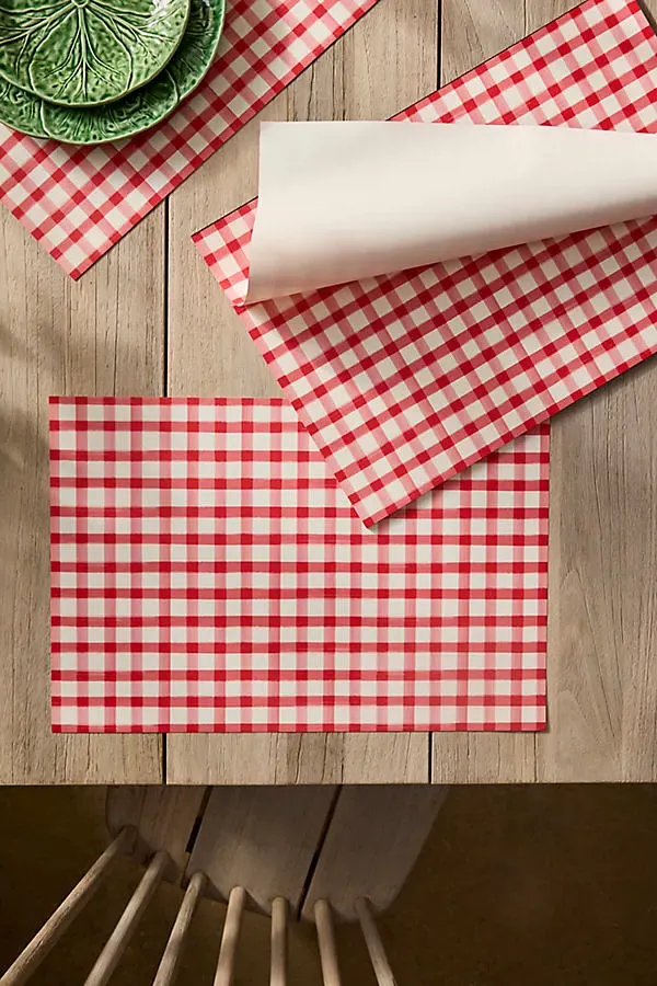 Hester & Cook Red Gingham Paper Placemats Set of 18 product