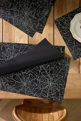 Hester & Cook Spiderweb Paper Placemats Set of 12 - Black by Anthropologie, alternate view