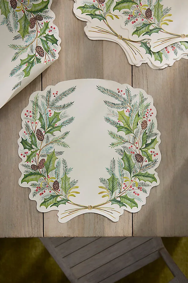 Terrain Christmas Sprigs Paper Placemats Set of 12 - Beige by Anthropologie, alternate view