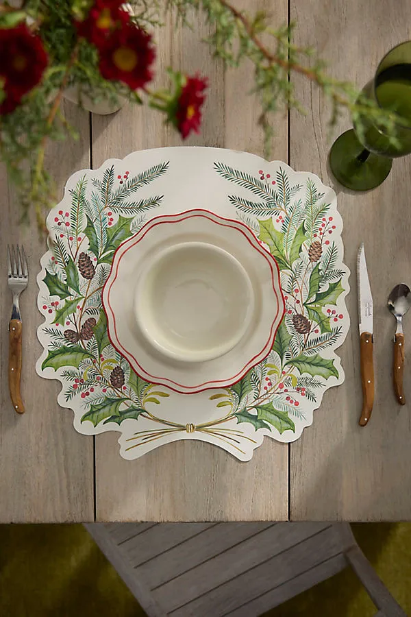 Terrain Christmas Sprigs Paper Placemats Set of 12 - Beige by Anthropologie