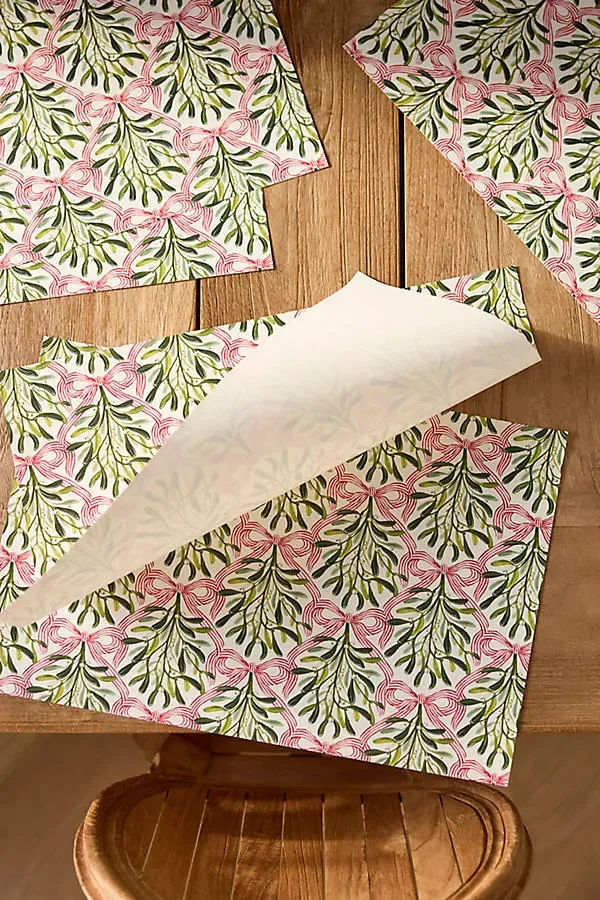Terrain Mistletoe Bow Paper Placemats Set of 20 - Green by Anthropologie, alternate view