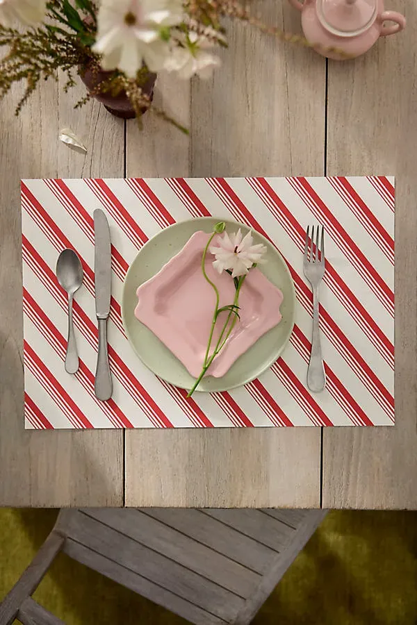 Terrain Peppermint Stripe Paper Placemats Set of 18 by Anthropologie